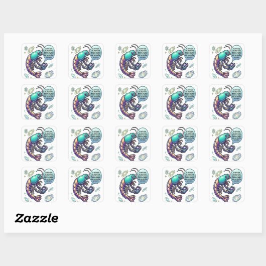 Grapige garnaal citaat vierkante sticker (Vel)