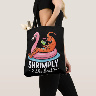 Grapige garnalen strandvakantie zeevruchten zomer tote bag