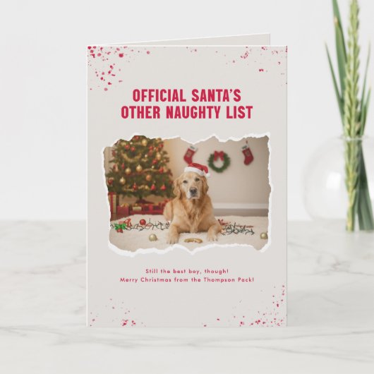 Grapige Hilarische Hond Foto Kerstkaarten Vouw-  Kaart (Voorkant)