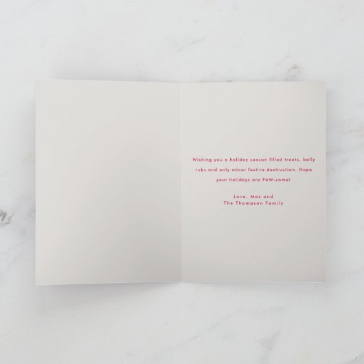 Grapige Hilarische Hond Foto Kerstkaarten Vouw-  Kaart (Binnen)