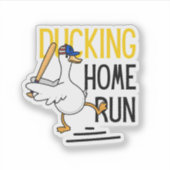 Grapige Honkbal Eend Sticker  (Voorkant)