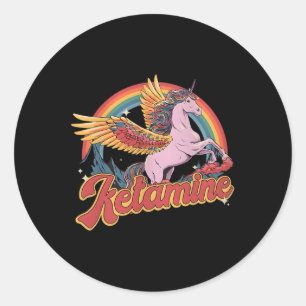 Grapige Ketamine Paard Noodsituatie Grappige Menta Ronde Sticker
