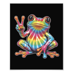 Grapige Kikkerliefhebber Tie-Dye Kikker Vredesteke Foto Afdruk