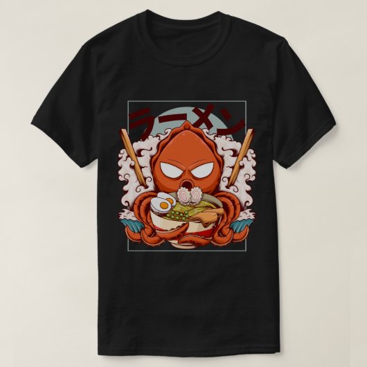 Grapige Octopus Chef met Ramen Kom T-shirt (Design voorkant)