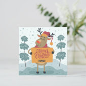 Grapige Rendier Kerstkaart Kaart (Staand voorkant)