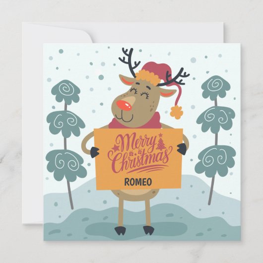 Grapige Rendier Kerstkaart Kaart (Voorkant)