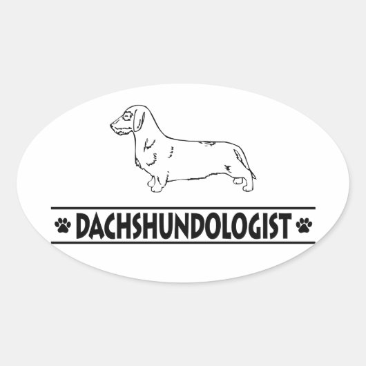Grapige Ruwharige Dachshund Ovale Sticker (Voorkant)