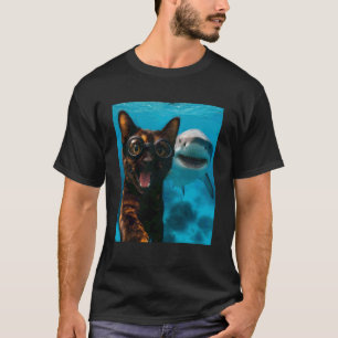 Grapige schildpadkat selfie met haaien oceaan Lo T-shirt