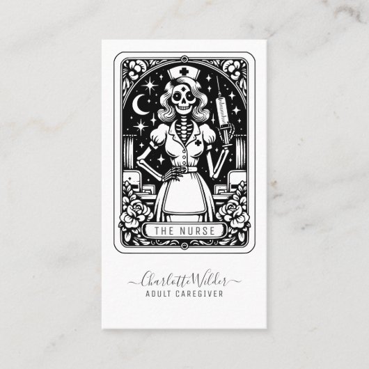Grapige Tarot Verpleegster Visitekaartje (Voorkant)