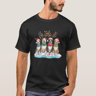 Grapige vier Pitbull honden kerstlicht rendier S T-shirt