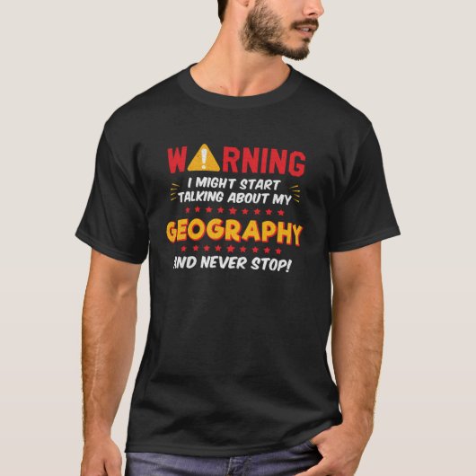 Grapische grap over geografie t-shirt (Voorkant)