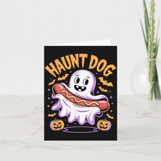 Grapjas Hond Grappige Geest Hotdog Halloween Kaart (Voorkant)