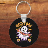 Grapjas Hond Grappige Geest Hotdog Halloween Sleutelhanger (Voorkant)