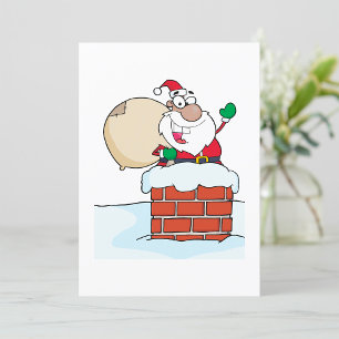 Grapjasante Kerstman in Schoorsteen Kaart