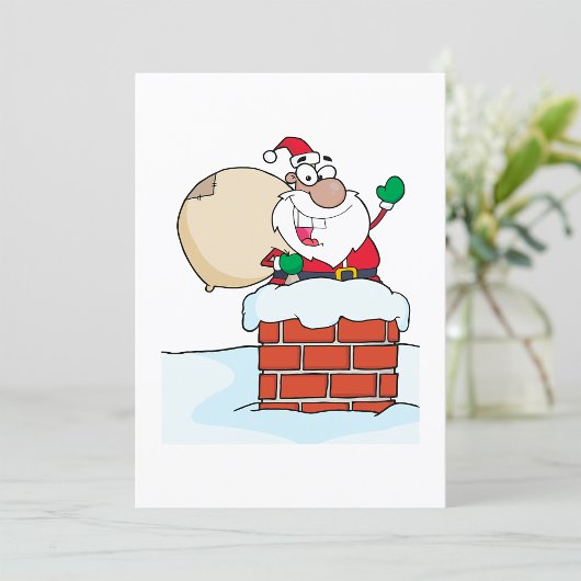 Grapjasante Kerstman in Schoorsteen Kaart