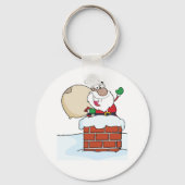Grapjasante Kerstman in Schoorsteen Sleutelhanger (Voorkant)
