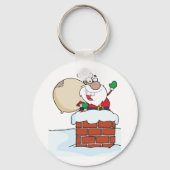 Grapjasante Kerstman in Schoorsteen Sleutelhanger (Achterkant)