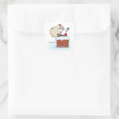 Grapjaste Kerstman in Schoorsteen Vierkante Sticker (Tas)