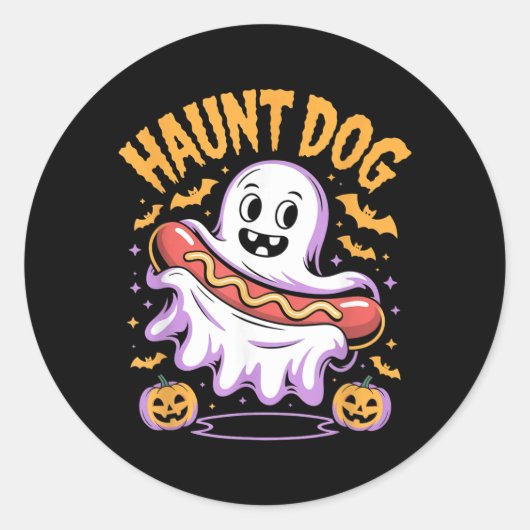 Grapjasthond Grappige Geest Hotdog Halloween Ronde Sticker (Voorkant)