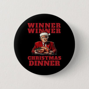 Grapjastring Trump Kerstmis - Winnaar Winnaar Kers Ronde Button 5,7 Cm