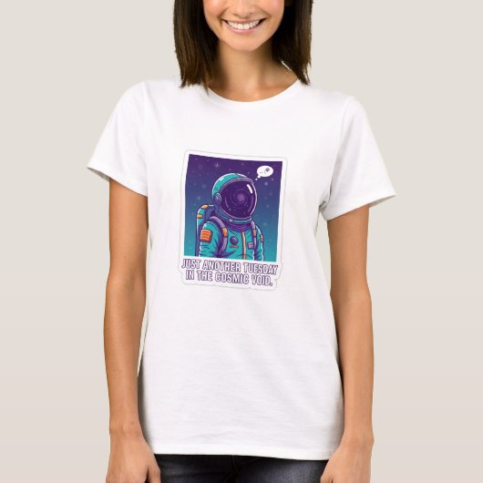 Grapjastronaut in kosmische leegte | Grappige ruim T-shirt (Voorkant)