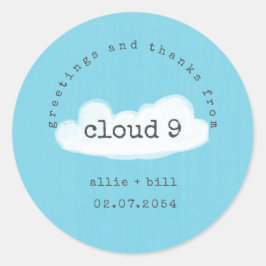 Grapje Cute Cloud 9 Blue White Humoureuje bedankt Ronde Sticker