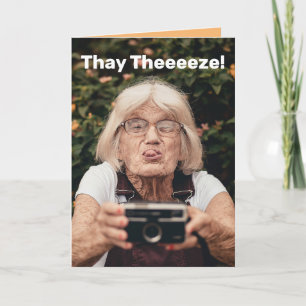 Grapje glimlach terwijl je nog steeds de tanden he kaart