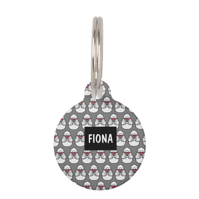 Grapjes Poodle Patroon Huisdierpenning (Voorkant)