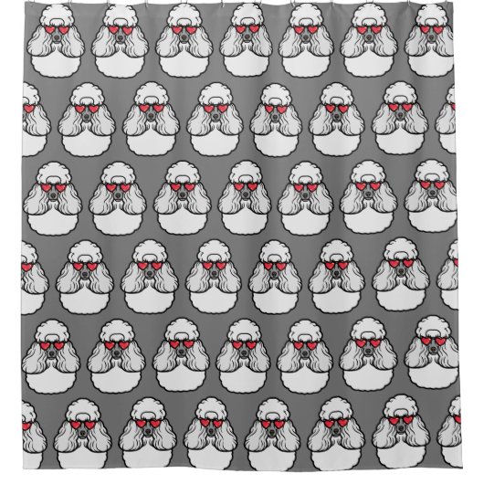 Grapjesig Poodle-patroon Douchegordijn (Voorkant)