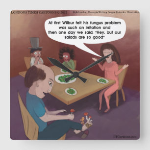 Grapjige paddenstoel Salad Square Wall klok