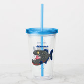 Grapjige piranha cartoon illustratie acryl drinkbeker (Voorkant)