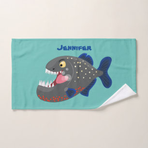 Grapjige piranha cartoon illustratie bad handdoek