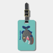 Grapjige piranha cartoon illustratie bagagelabel (Voorkant verticaal)