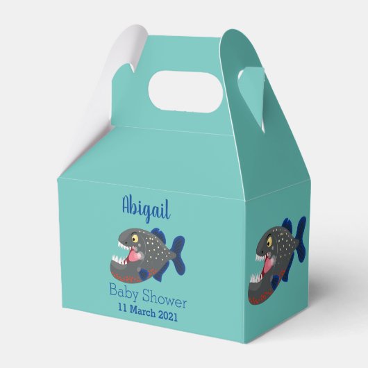 Grapjige piranha cartoon illustratie bedankdoosjes (Voorkant Zijde)