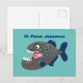 Grapjige piranha cartoon illustratie briefkaart (Voorkant / Achterkant)