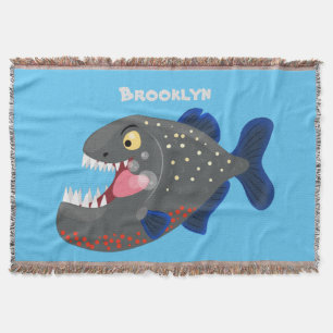 Grapjige piranha cartoon illustratie deken