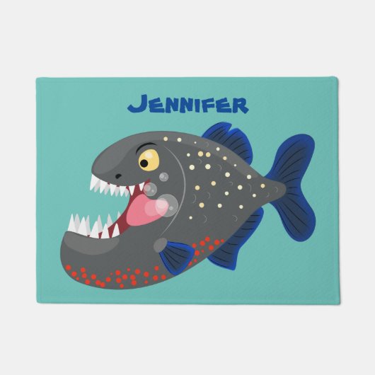 Grapjige piranha cartoon illustratie deurmat (Voorkant)