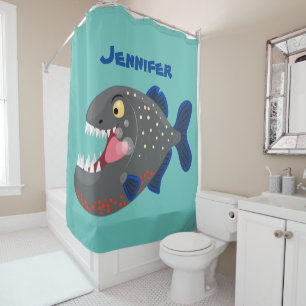 Grapjige piranha cartoon illustratie douchegordijn
