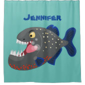 Grapjige piranha cartoon illustratie douchegordijn (Voorkant)