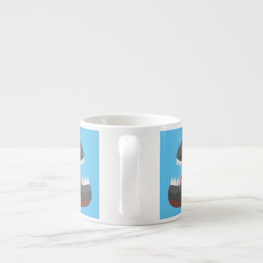 Grapjige piranha cartoon illustratie espresso kop (Achterkant)