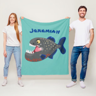 Grapjige piranha cartoon illustratie fleece deken