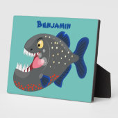 Grapjige piranha cartoon illustratie fotoplaat (Zijkant)