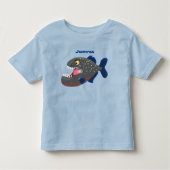 Grapjige piranha cartoon illustratie kinder shirts (Voorkant)
