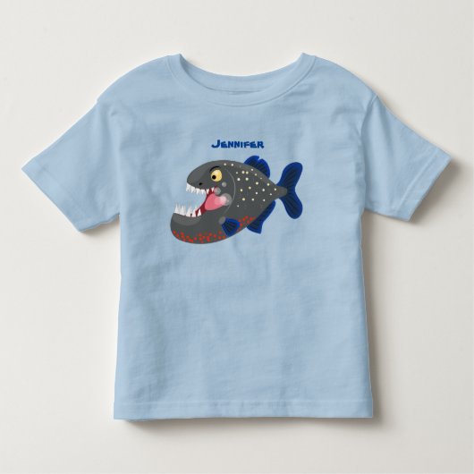 Grapjige piranha cartoon illustratie kinder shirts (Voorkant)