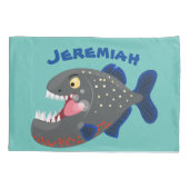 Grapjige piranha cartoon illustratie kussensloop (Achterkant)