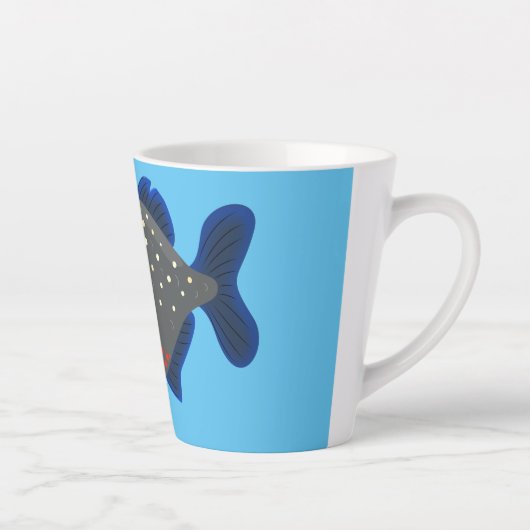 Grapjige piranha cartoon illustratie latte mok (Rechts)