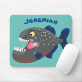 Grapjige piranha cartoon illustratie muismat (Met muis)