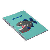 Grapjige piranha cartoon illustratie notitieboek (Rechterzijde)
