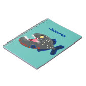 Grapjige piranha cartoon illustratie notitieboek (Linkerzijde)