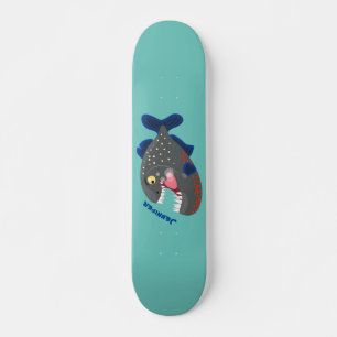 Grapjige piranha cartoon illustratie persoonlijk skateboard